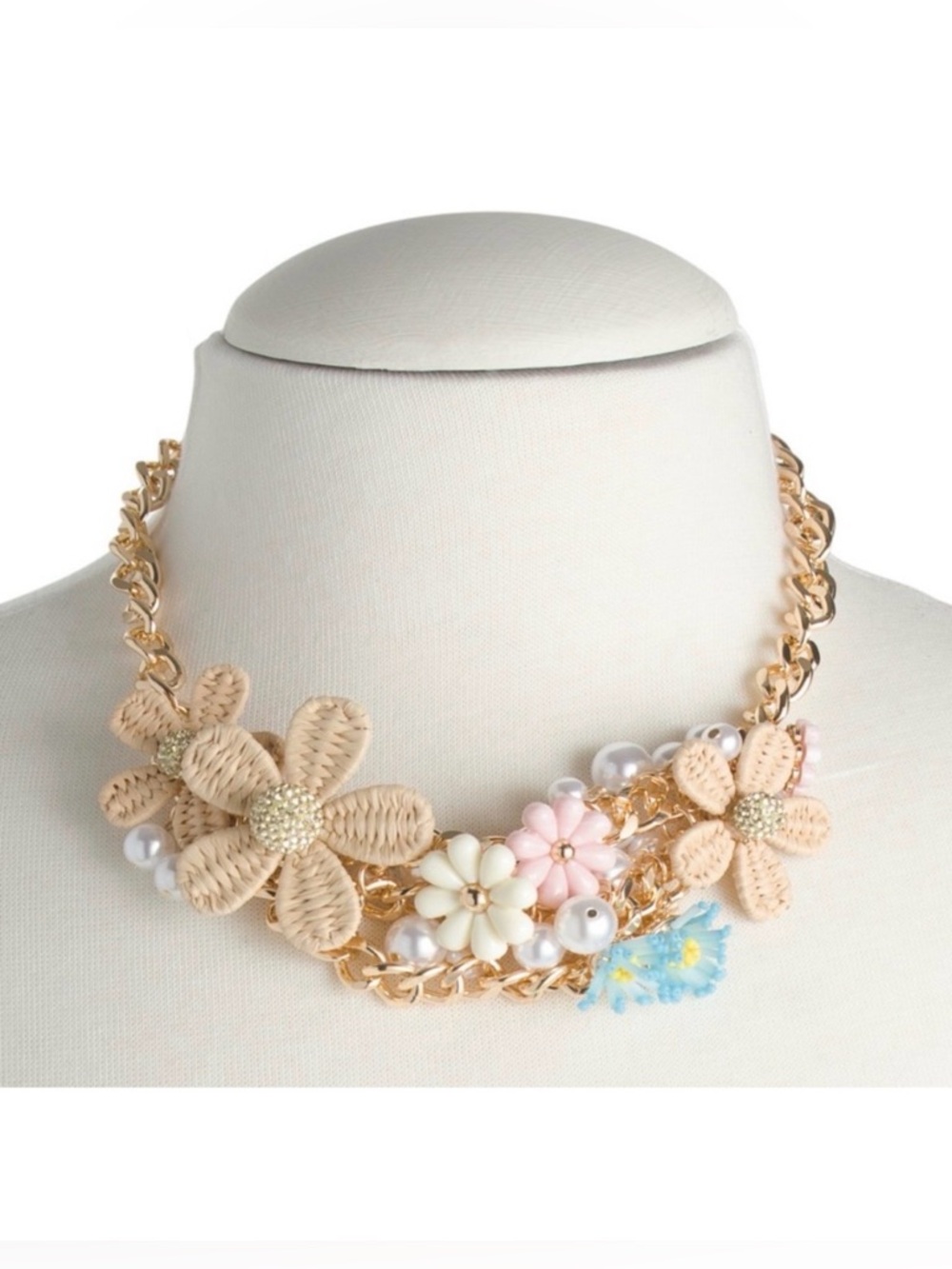 BETSEY JOHNSON GOLD PLATED FLOWER BIB NECKLACE -  NWT